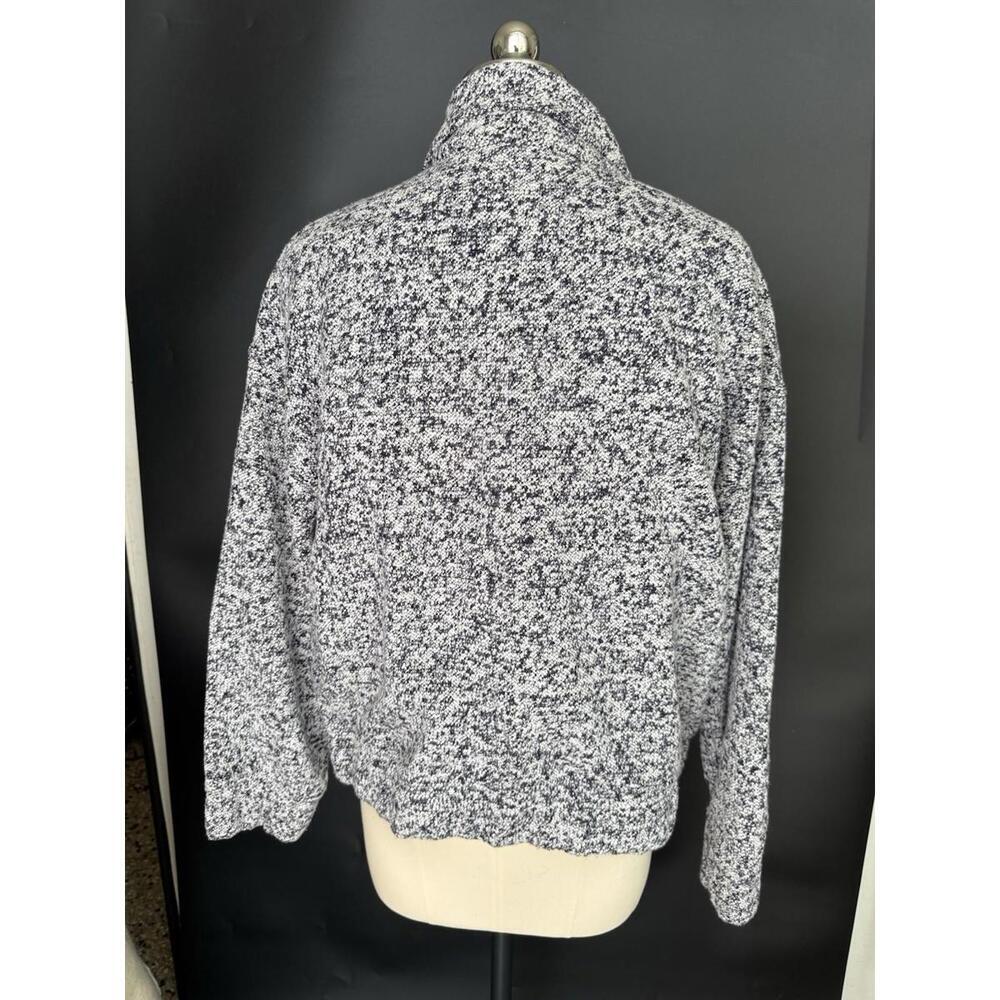 OFFLINE AERIE Boucle Jacket Cardigan Tweed Navy Faux Leather Trim Sz M - Picture 6 of 11